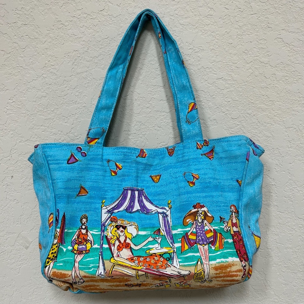 Sun N Sand Quasby Beach Themed Tote Cotton Lined.